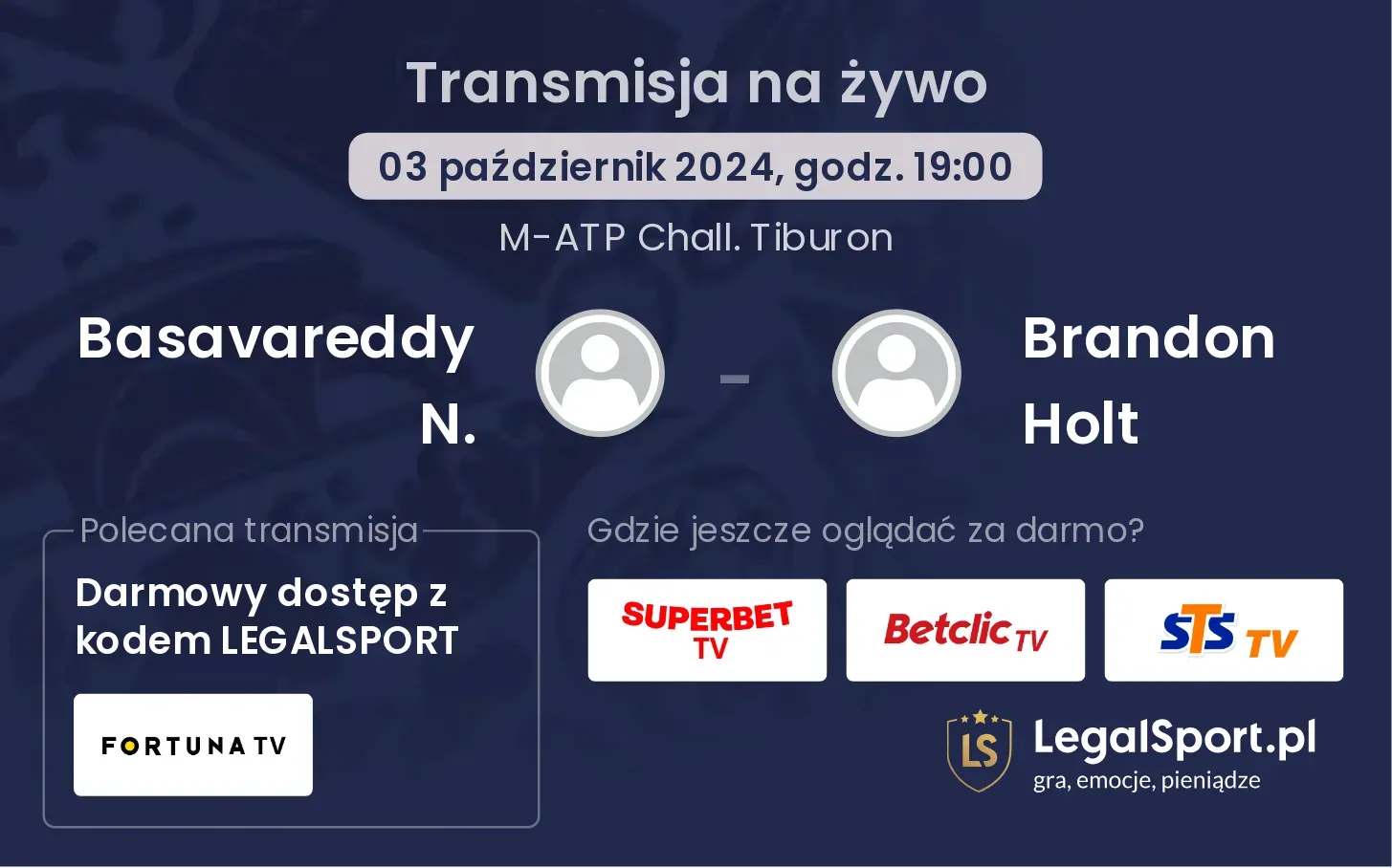 Basavareddy N. - Brandon Holt transmisja na żywo