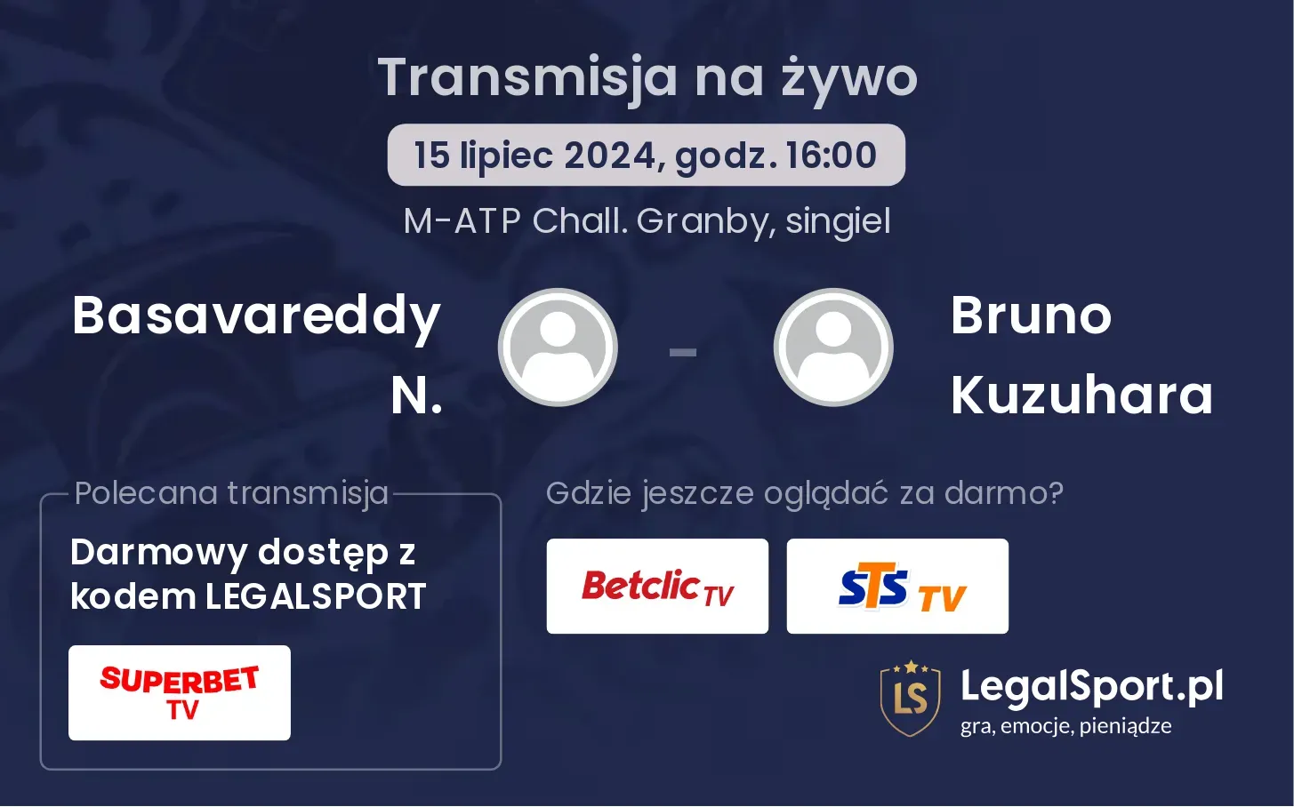 Basavareddy N. - Bruno Kuzuhara gdzie oglądać? Transmisja online za darmo (15.07, godz. 16:00)