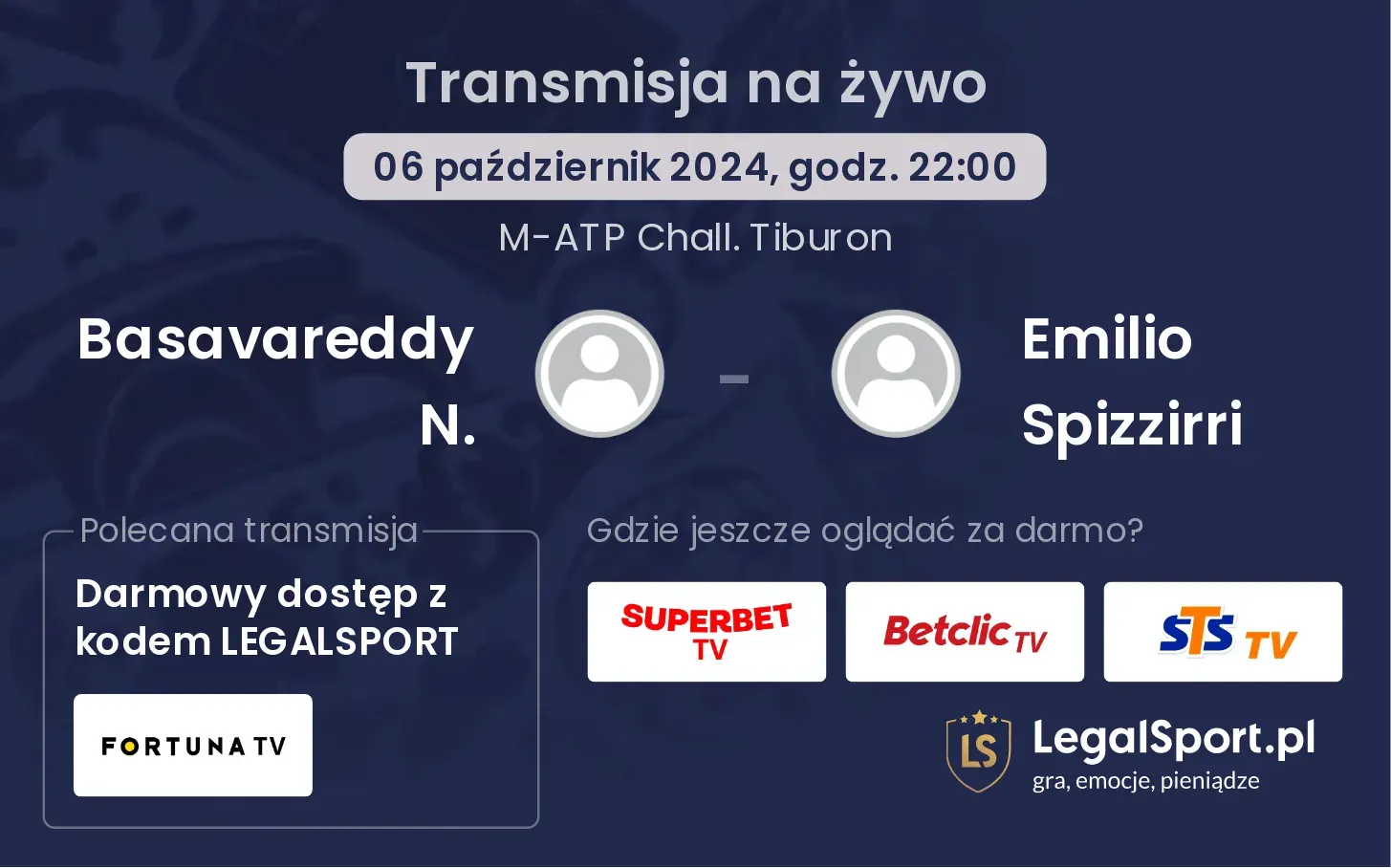 Basavareddy N. - Emilio Spizzirri gdzie oglądać? 06.10, godz. 22:00