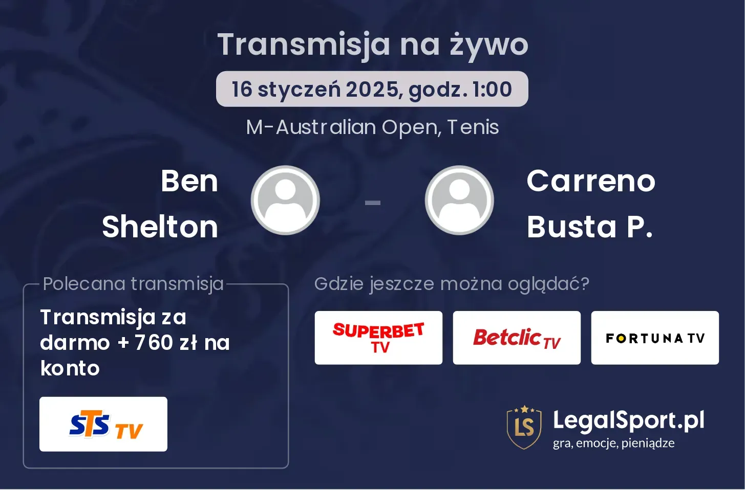 Ben Shelton - Carreno Busta P. transmisja na żywo