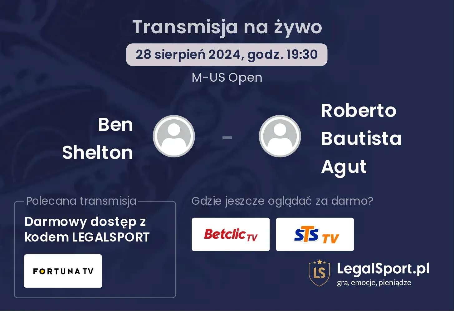 Ben Shelton - Roberto Bautista Agut transmisja na żywo