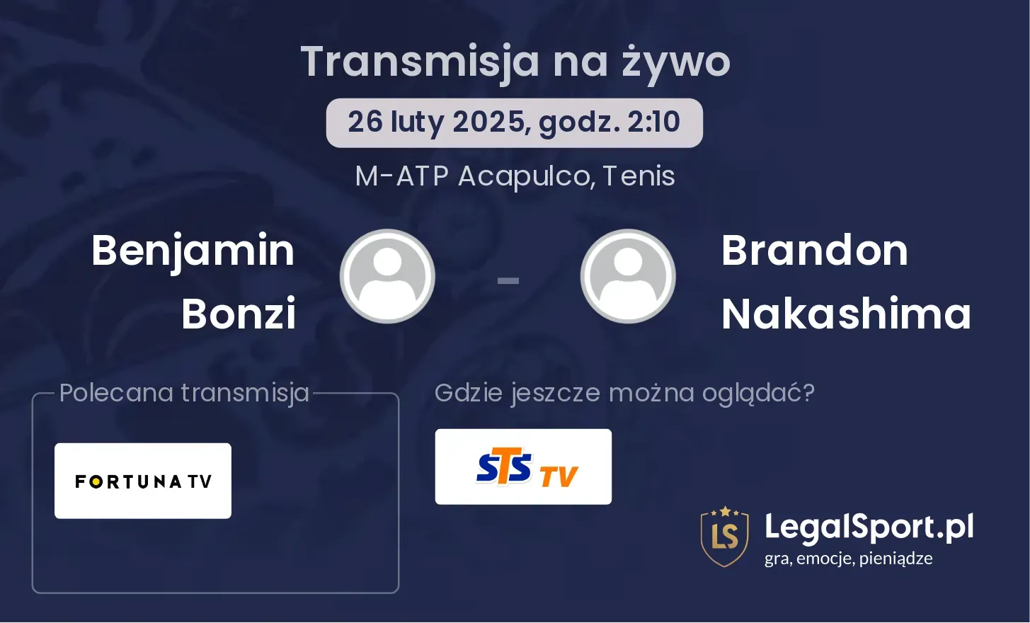 Benjamin Bonzi - Brandon Nakashima transmisja na żywo