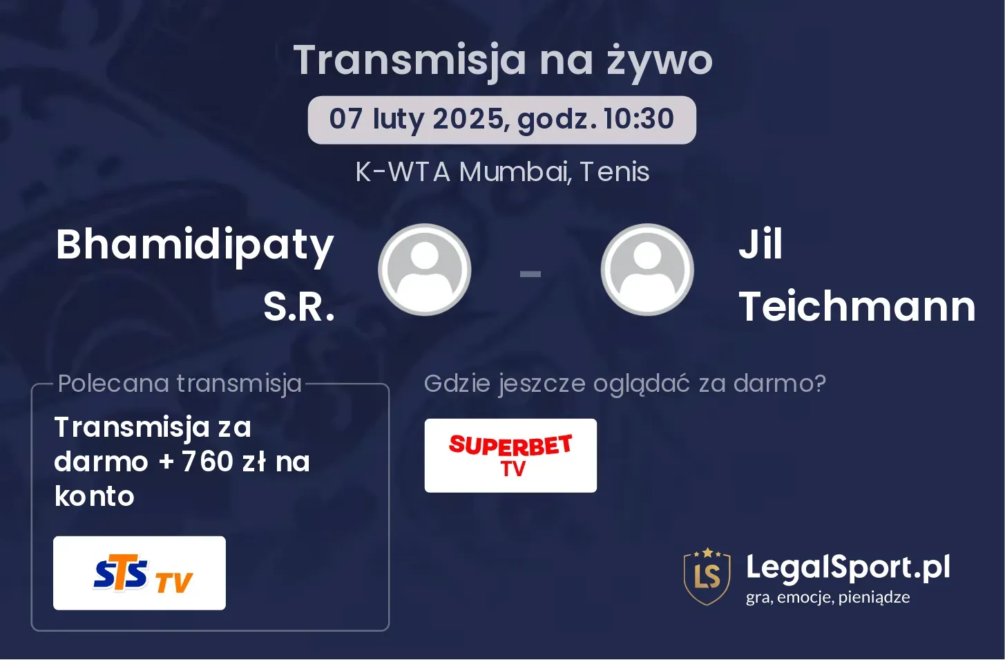 Bhamidipaty S.R. - Jil Teichmann transmisja na żywo