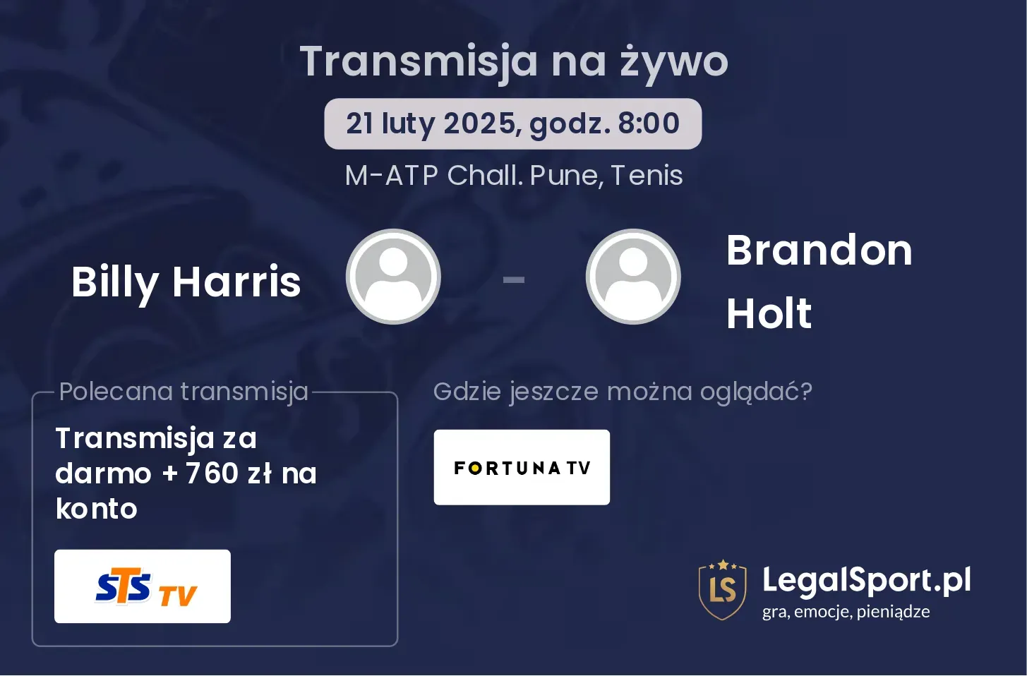 Billy Harris - Brandon Holt transmisja na żywo