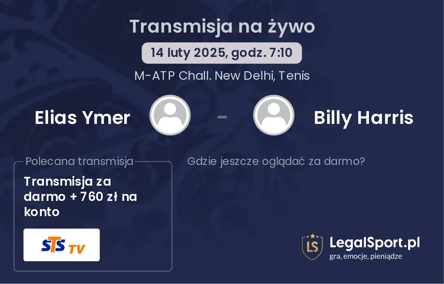 Billy Harris - Elias Ymer transmisja na żywo