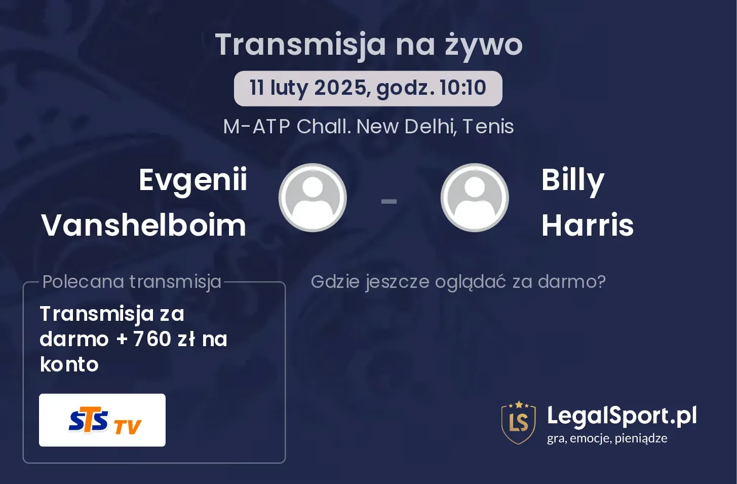 Billy Harris - Evgenii Vanshelboim transmisja na żywo