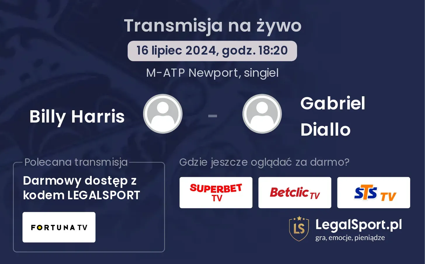 Billy Harris - Gabriel Diallo transmisja na żywo