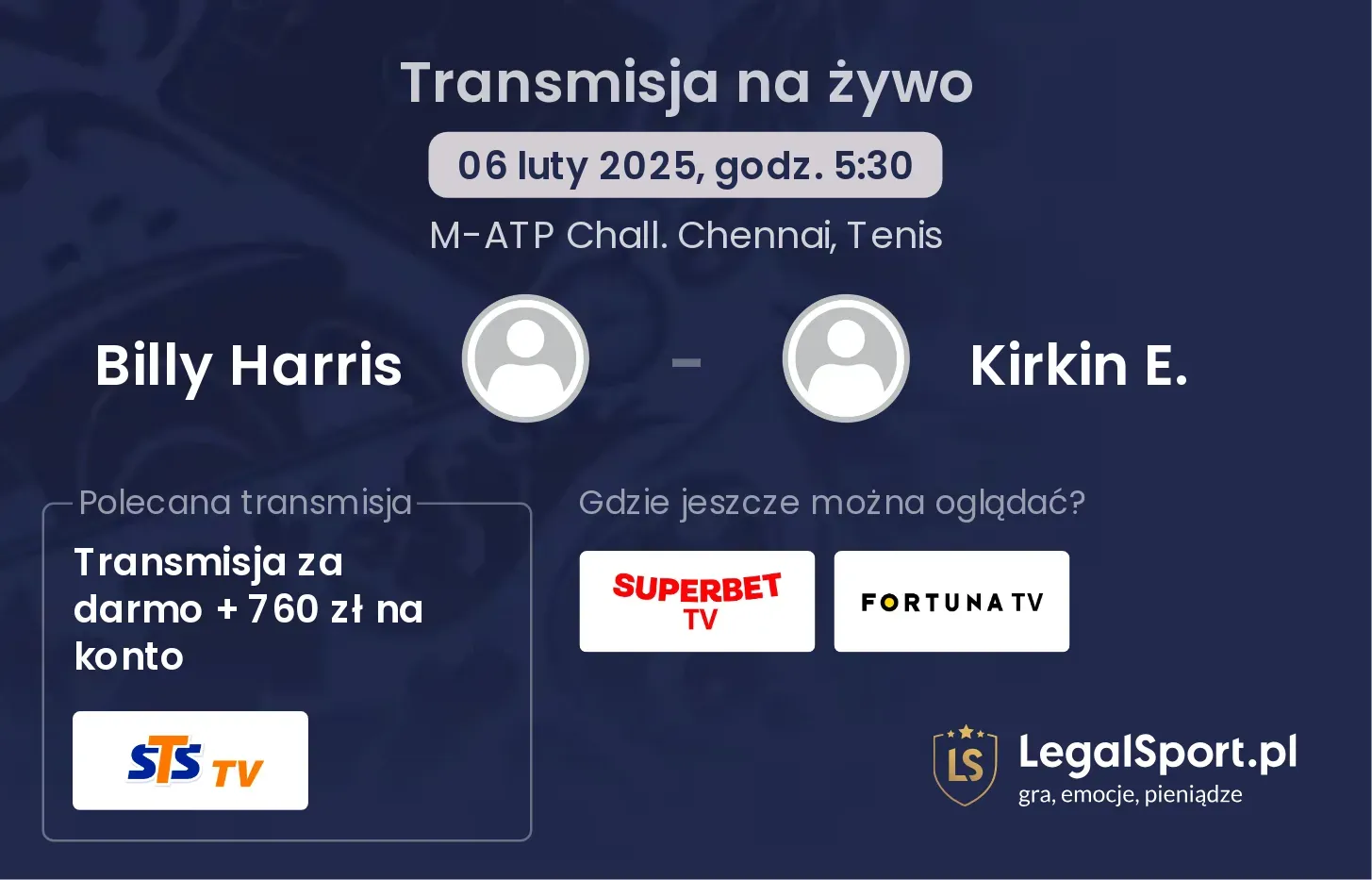 Billy Harris - Kirkin E. gdzie oglądać transmisję?