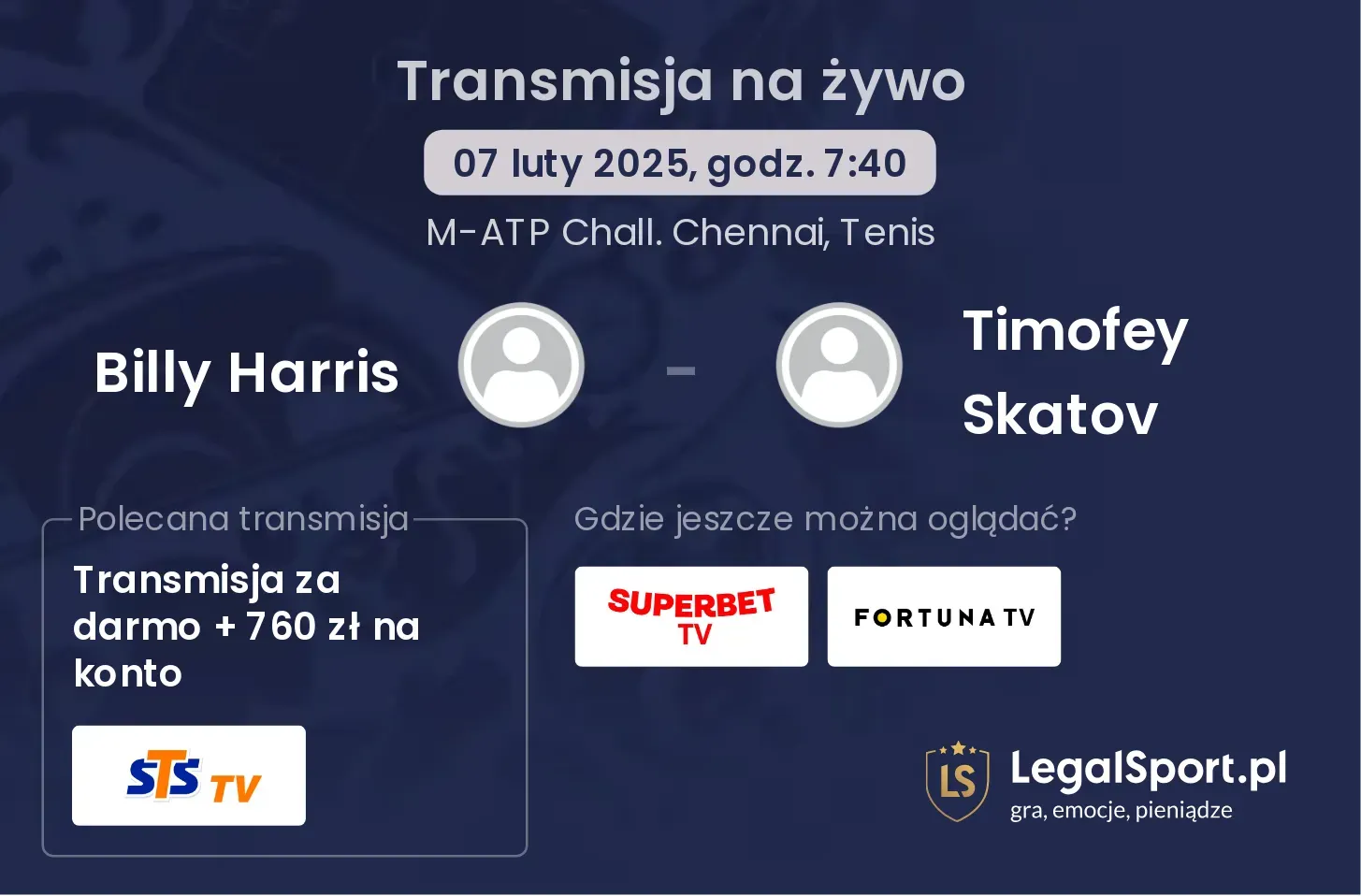 Billy Harris - Timofey Skatov transmisja na żywo