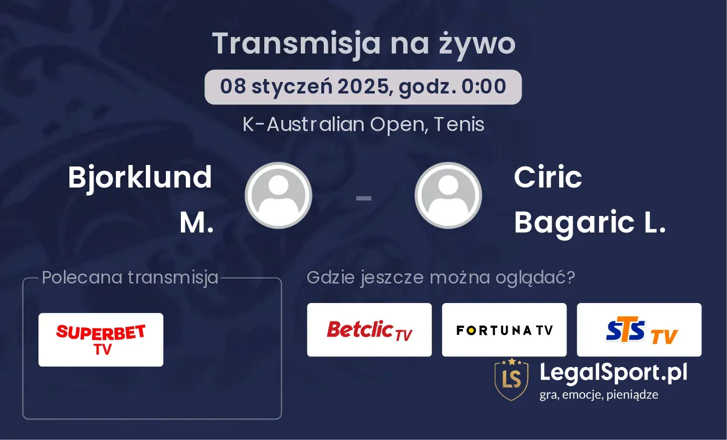 Bjorklund M. - Ciric Bagaric L. transmisja na żywo