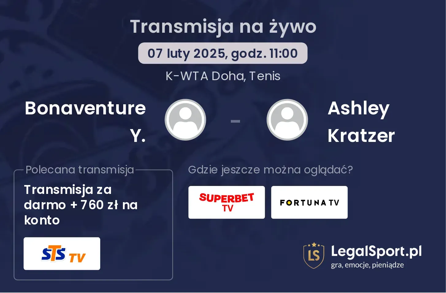 Bonaventure Y. - Ashley Kratzer gdzie oglądać transmisję?