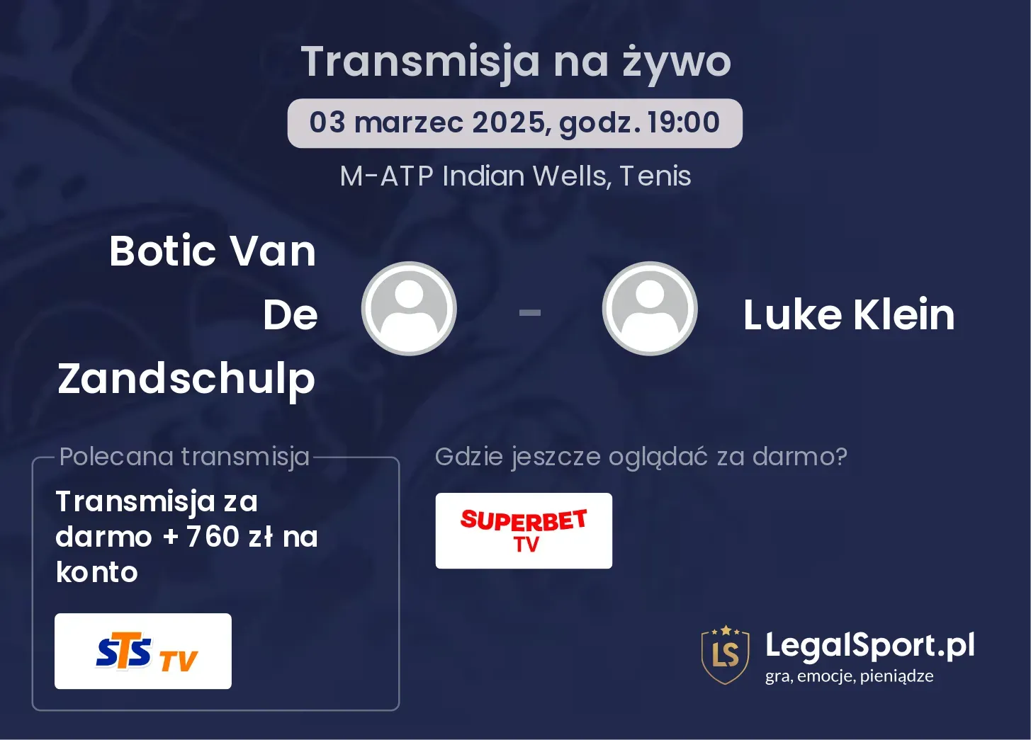 Botic Van De Zandschulp - Luke Klein transmisja na żywo