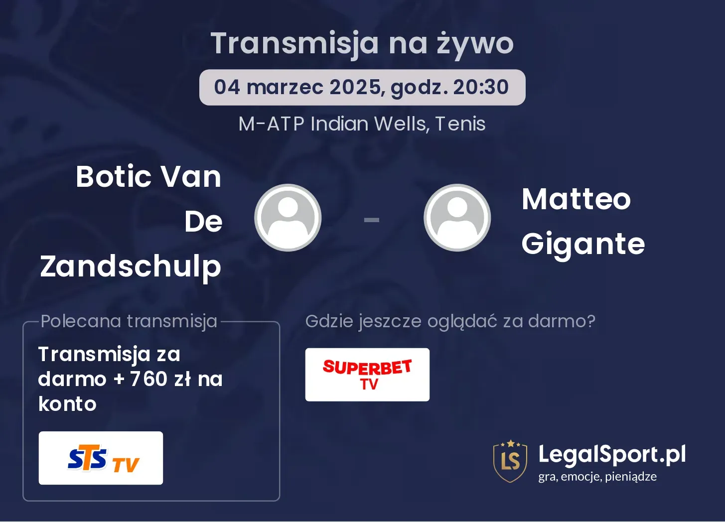 Botic Van De Zandschulp - Matteo Gigante transmisja na żywo