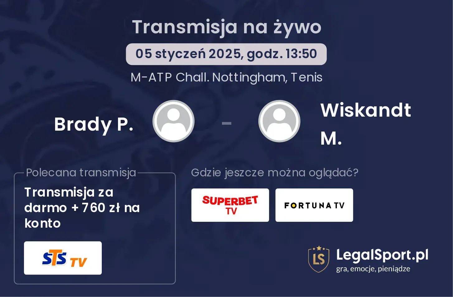 Brady P. - Wiskandt M. transmisja na żywo