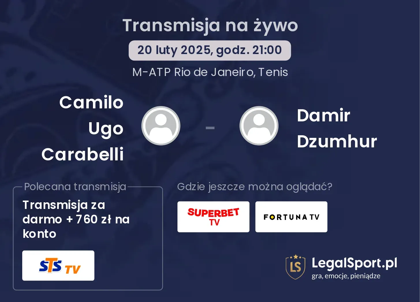 Camilo Ugo Carabelli - Damir Dzumhur transmisja na żywo