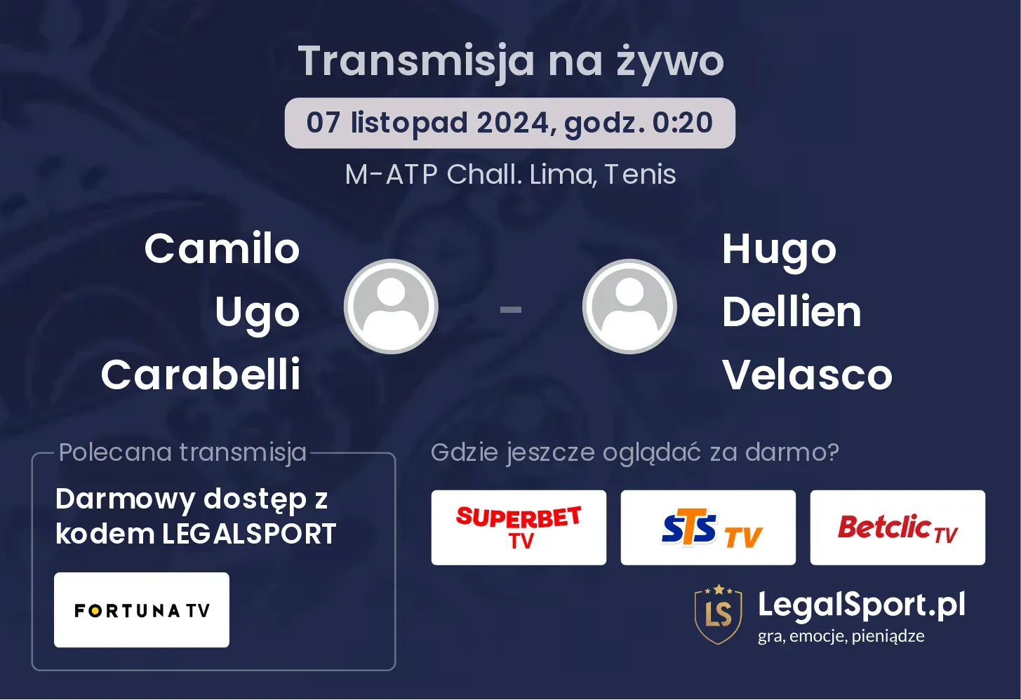 Camilo Ugo Carabelli - Hugo Dellien Velasco transmisja na żywo