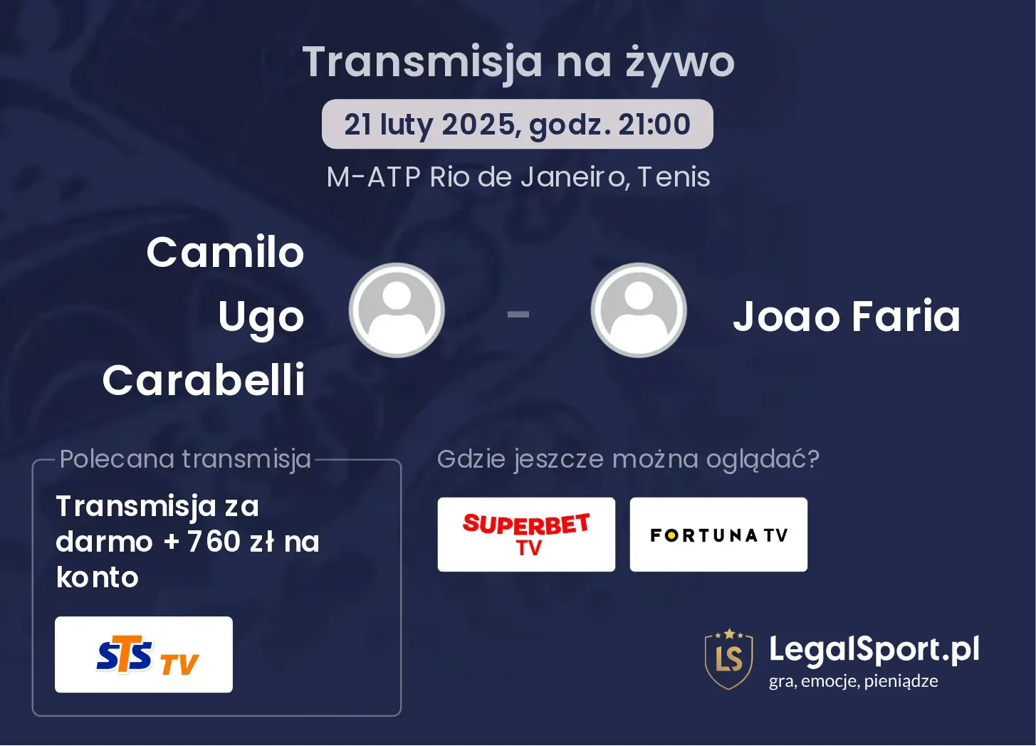 Camilo Ugo Carabelli - Joao Faria transmisja na żywo