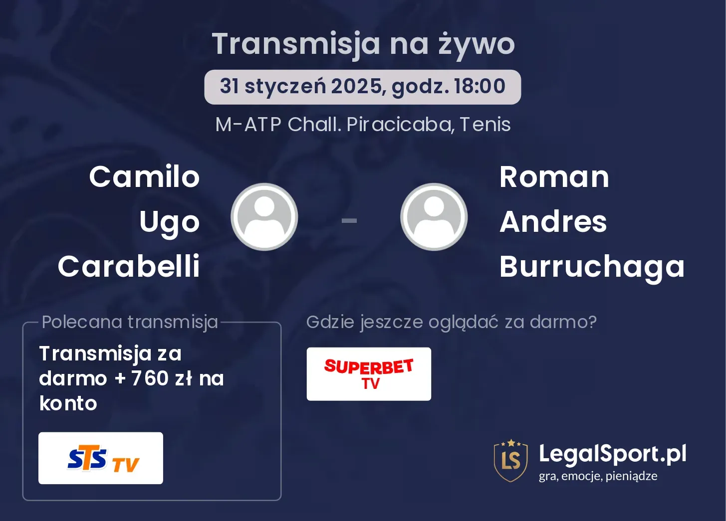 Camilo Ugo Carabelli - Roman Andres Burruchaga transmisja na żywo