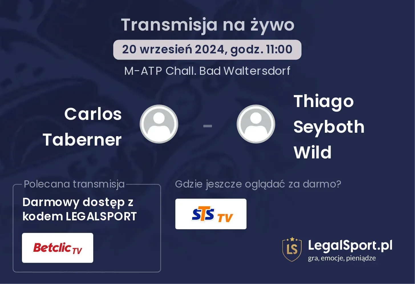 Carlos Taberner - Thiago Seyboth Wild transmisja na żywo