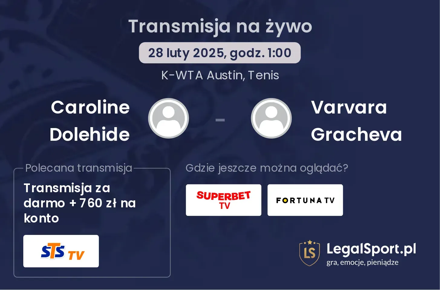 Caroline Dolehide - Varvara Gracheva gdzie oglądać transmisję?