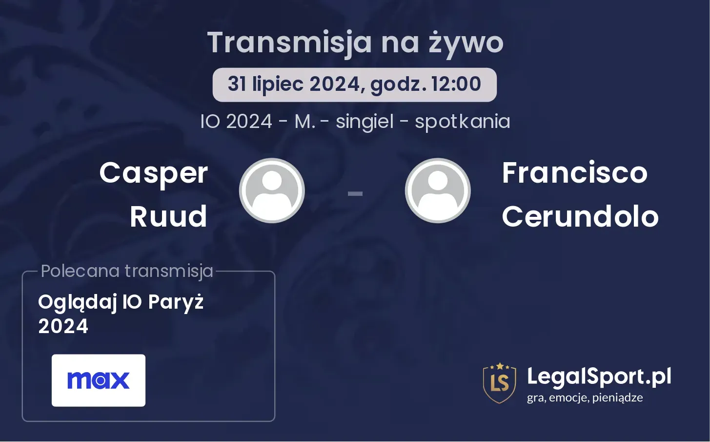 Casper Ruud - Francisco Cerundolo gdzie oglądać? (31.07, godz. 12:00)