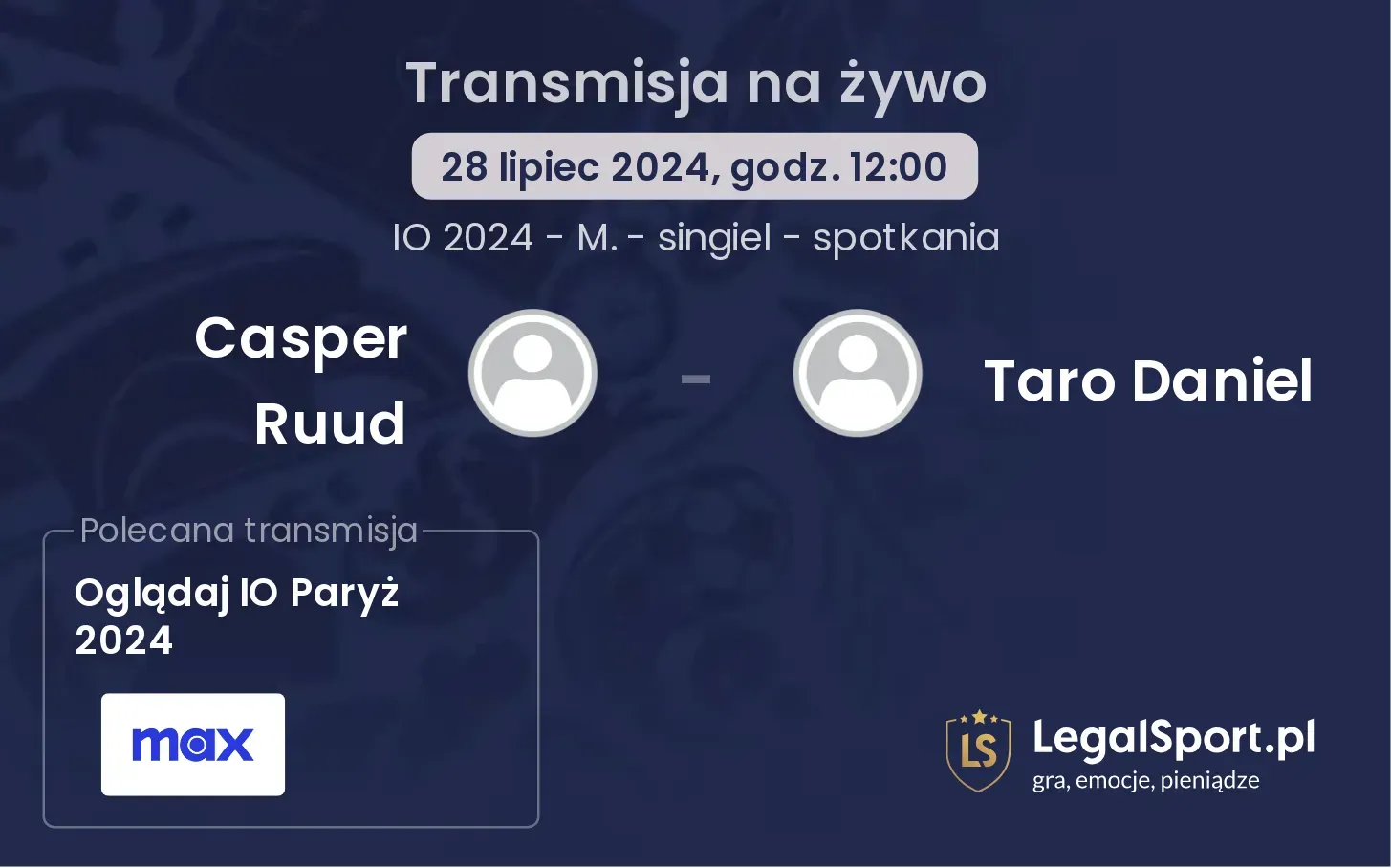 Casper Ruud - Taro Daniel transmisja na żywo