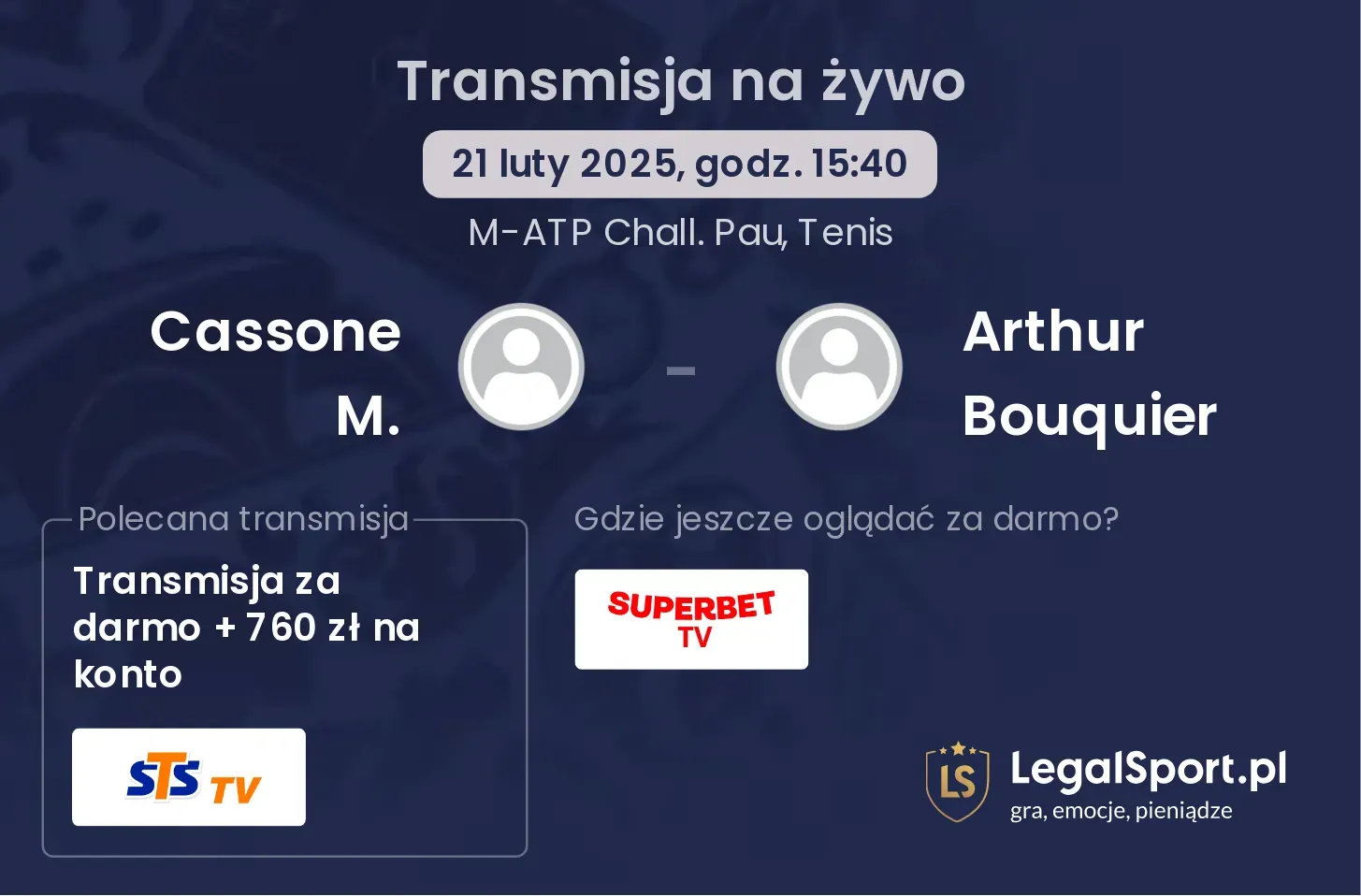 Cassone M. - Arthur Bouquier transmisja na żywo