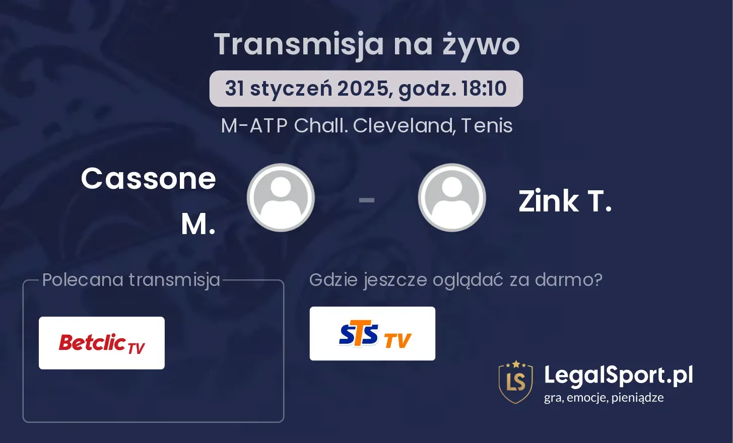 Cassone M. - Zink T. transmisja na żywo