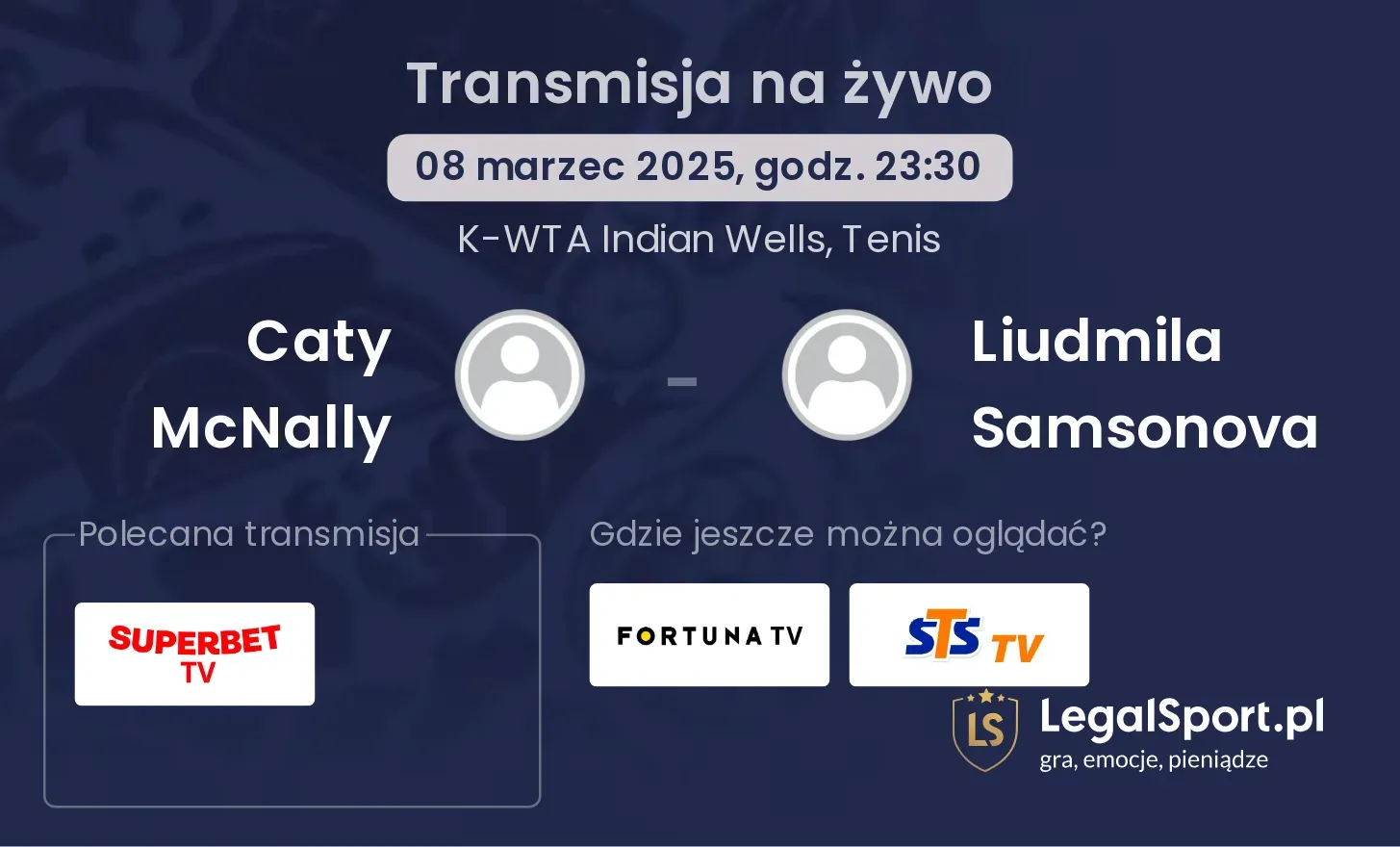 Caty McNally - Liudmila Samsonova transmisja na żywo