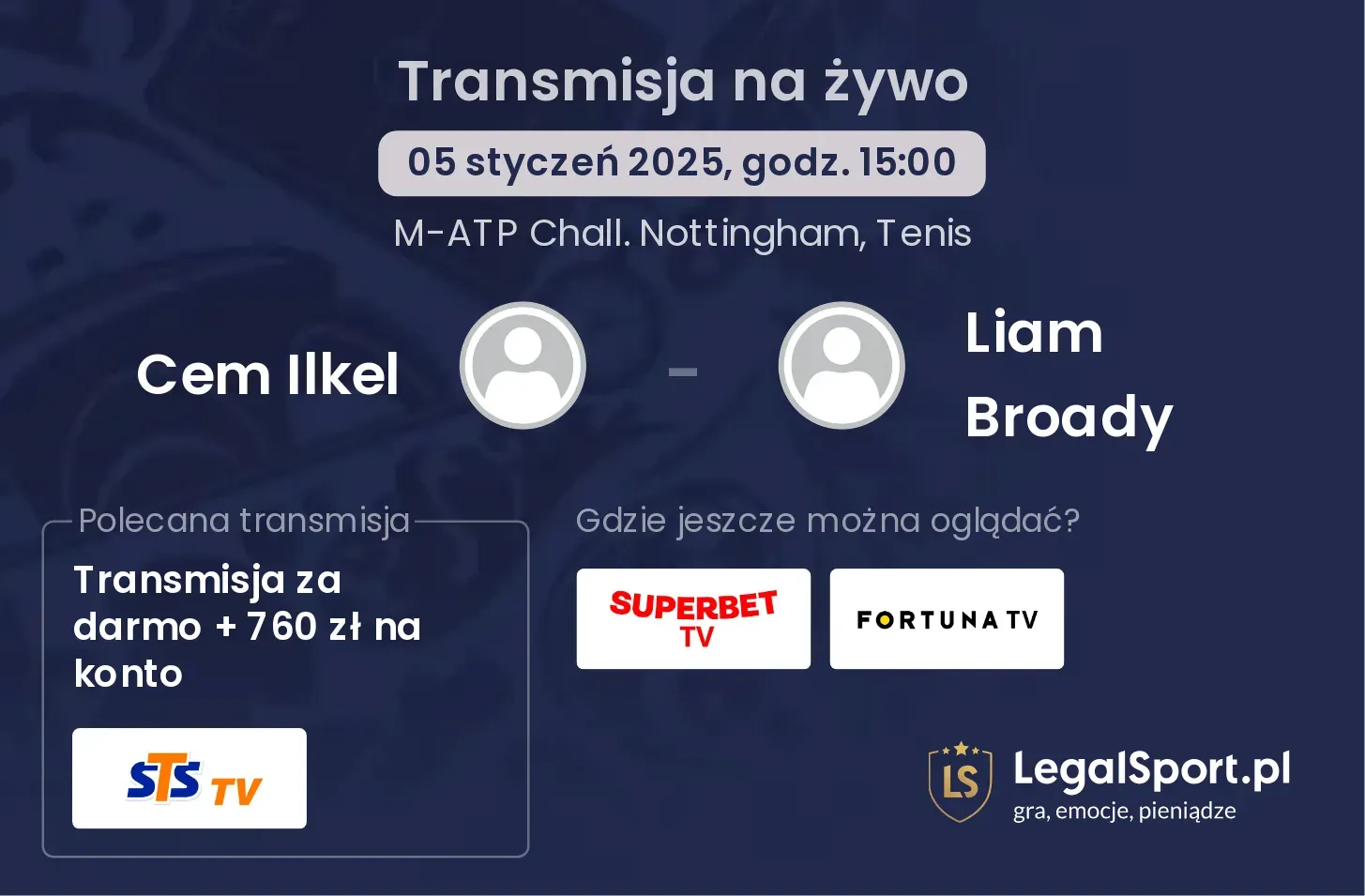 Cem Ilkel - Liam Broady transmisja na żywo