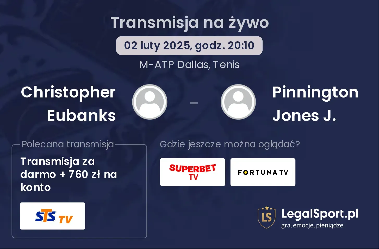 Christopher Eubanks - Pinnington Jones J. gdzie oglądać transmisję?