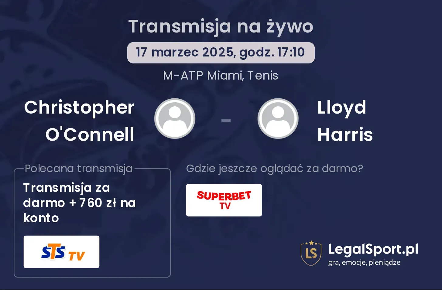 Christopher O'Connell - Lloyd Harris transmisja na żywo