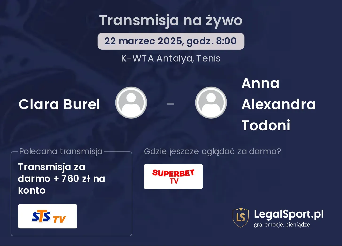 Clara Burel - Anna Alexandra Todoni transmisja na żywo