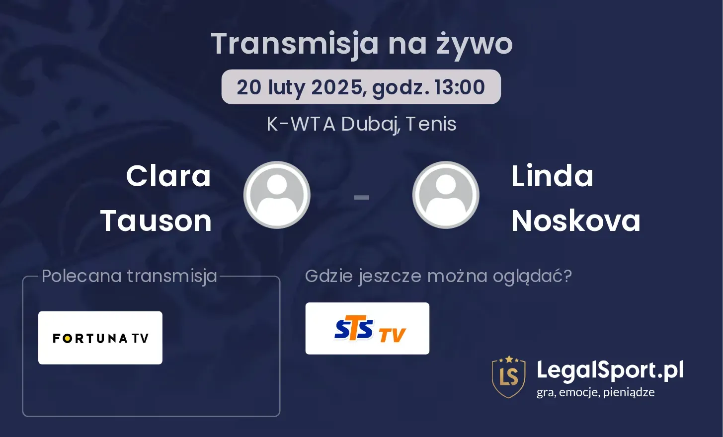 Clara Tauson - Linda Noskova transmisja na żywo