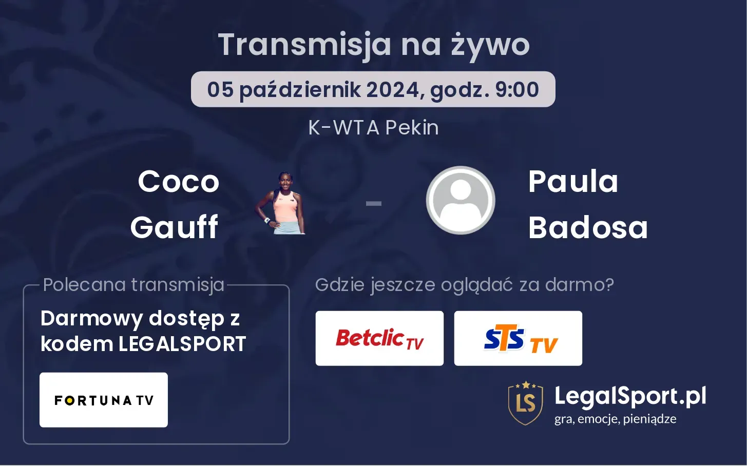 Coco Gauff - Paula Badosa transmisja na żywo