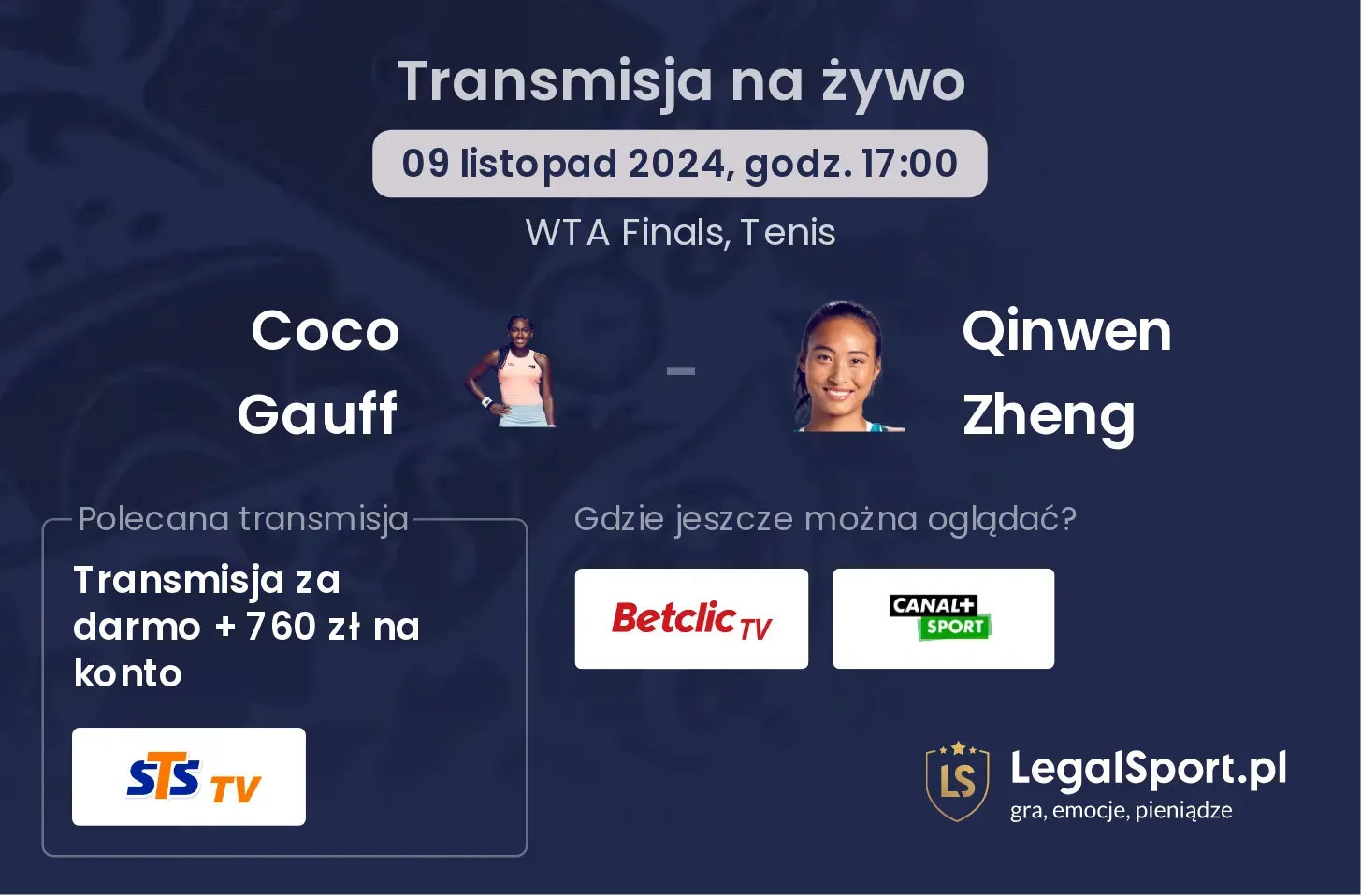 Coco Gauff - Qinwen Zheng transmisja na żywo