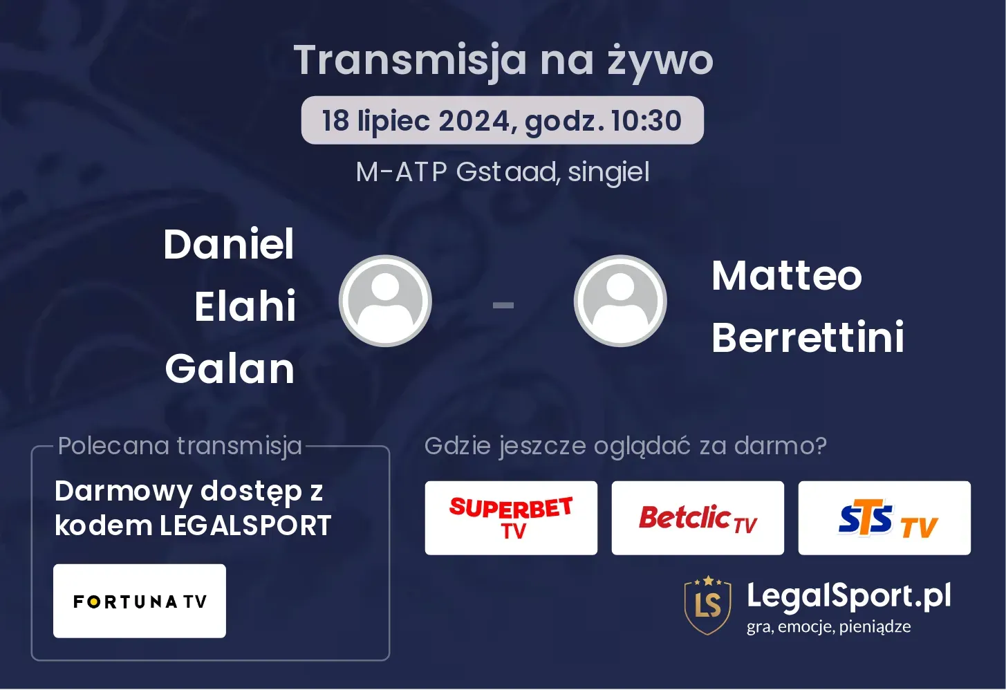 Daniel Elahi Galan - Matteo Berrettini transmisja na żywo