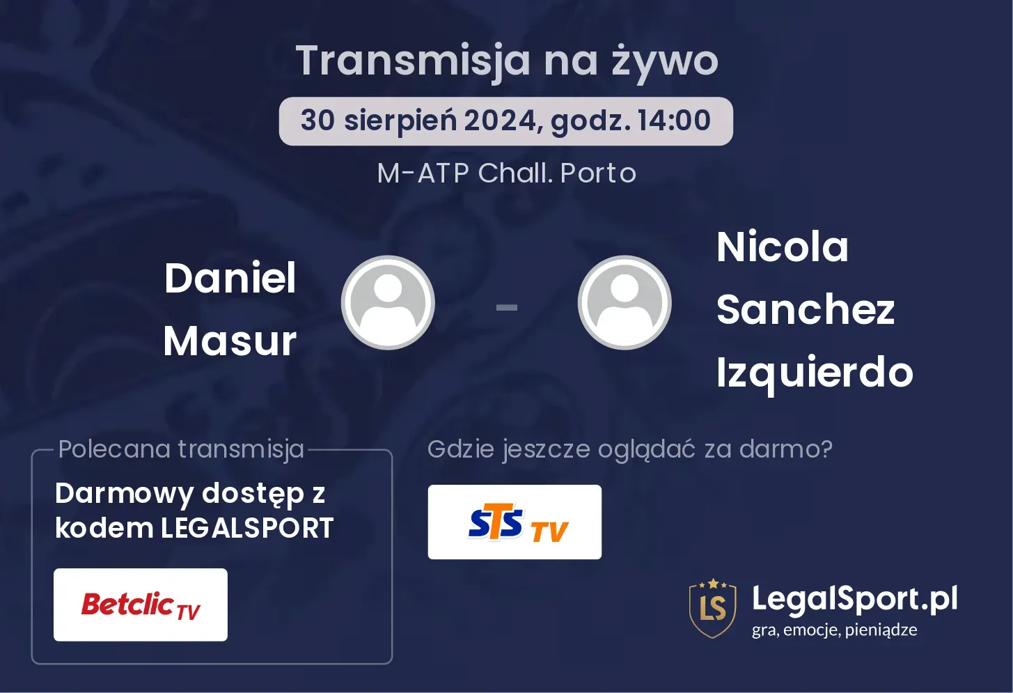 Daniel Masur - Nicola Sanchez Izquierdo transmisja na żywo