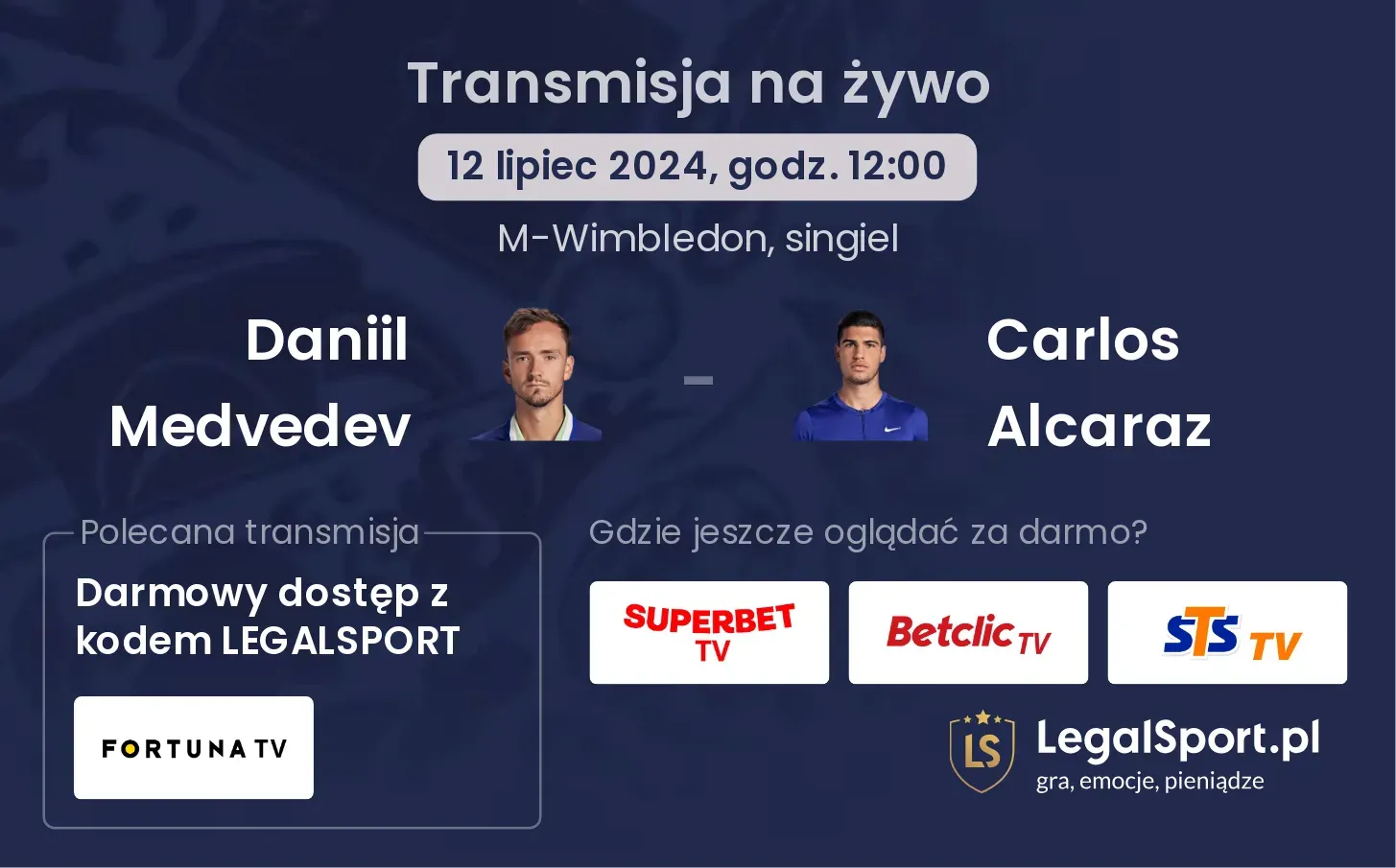 Daniil Medvedev - Carlos Alcaraz transmisja na żywo