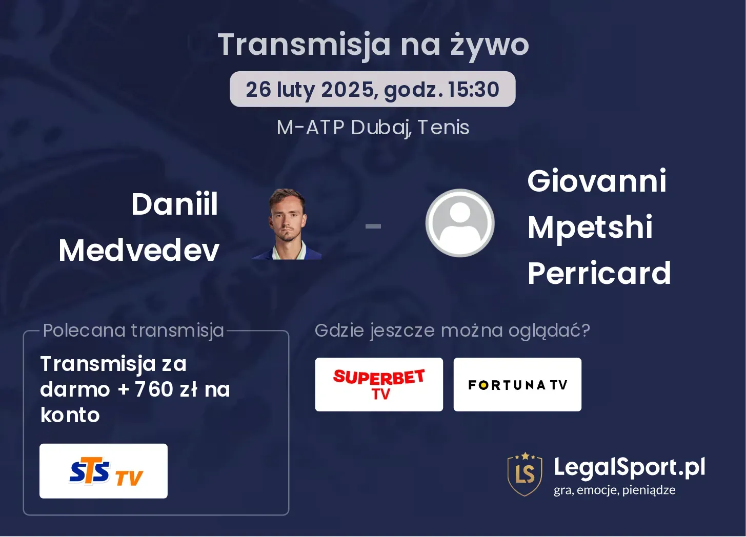 Daniil Medvedev - Giovanni Mpetshi Perricard transmisja na żywo