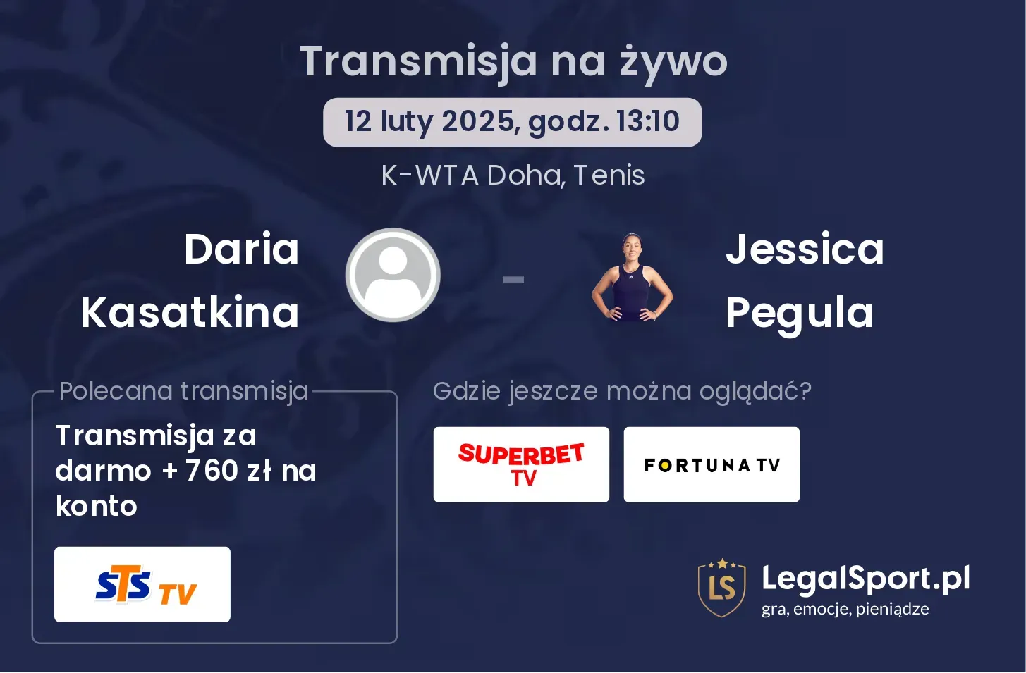 Daria Kasatkina - Jessica Pegula transmisja na żywo