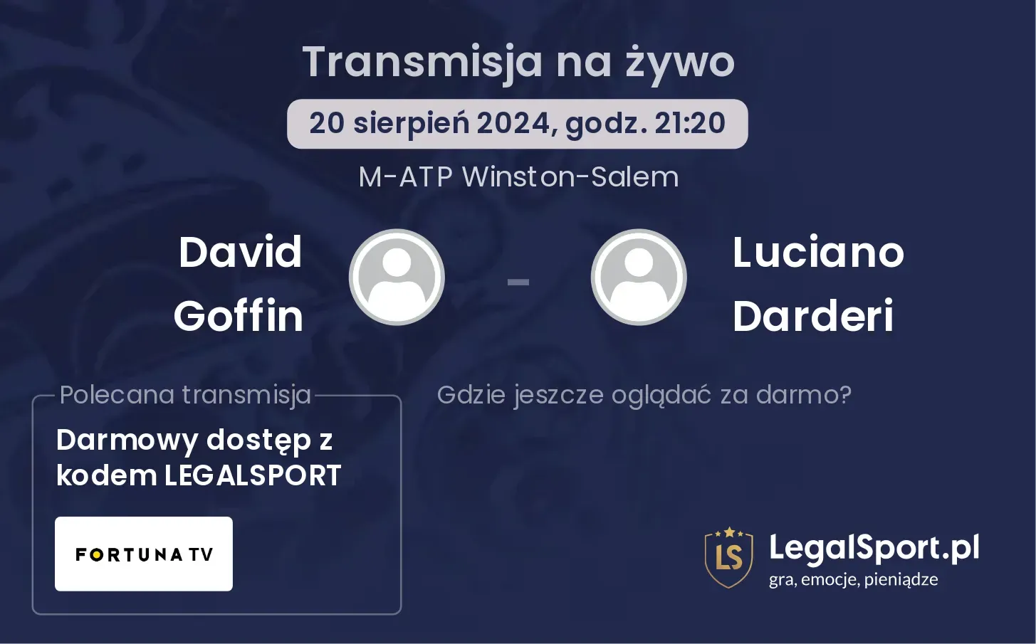 David Goffin - Luciano Darderi transmisja na żywo