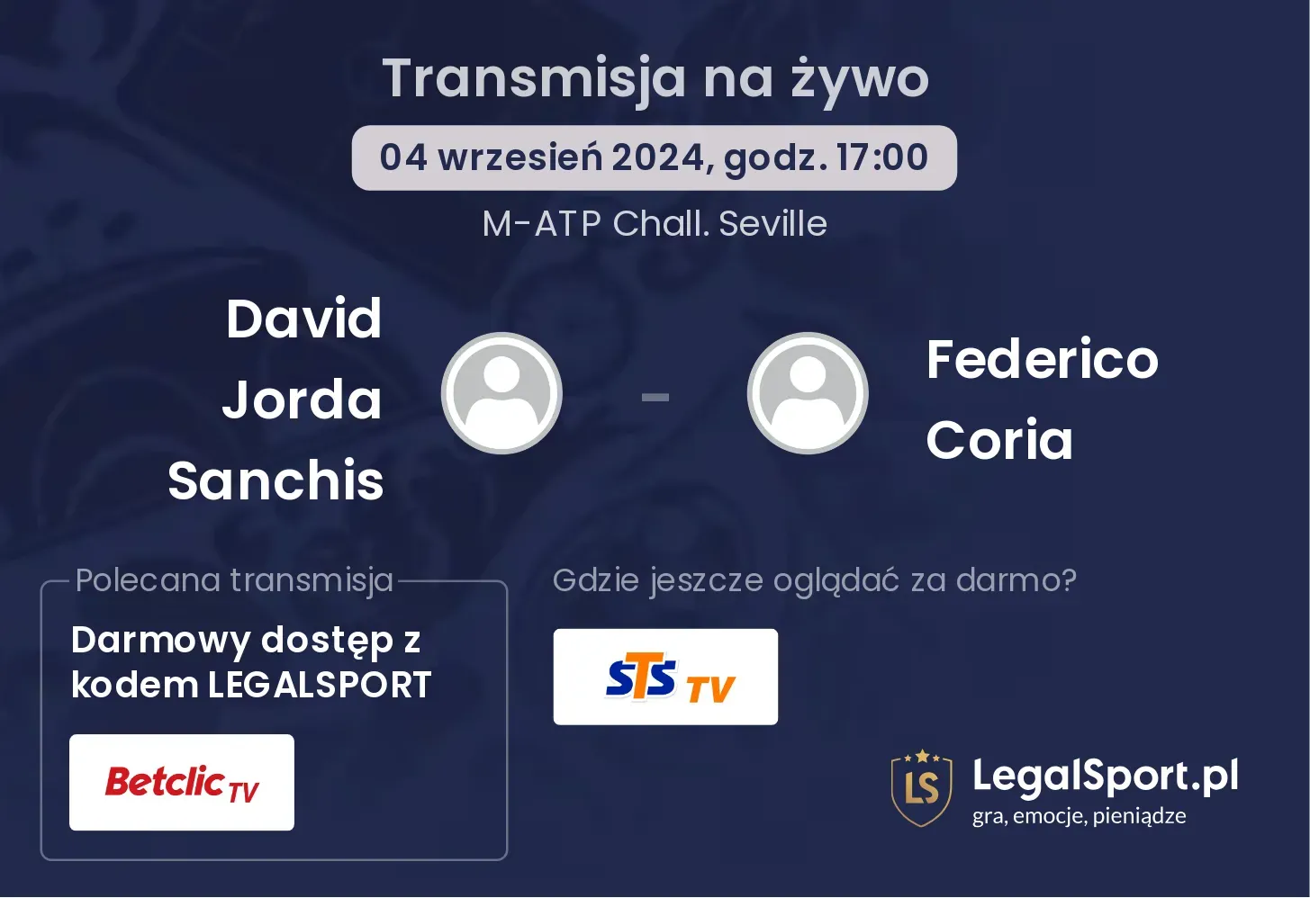 David Jorda Sanchis - Federico Coria transmisja na żywo