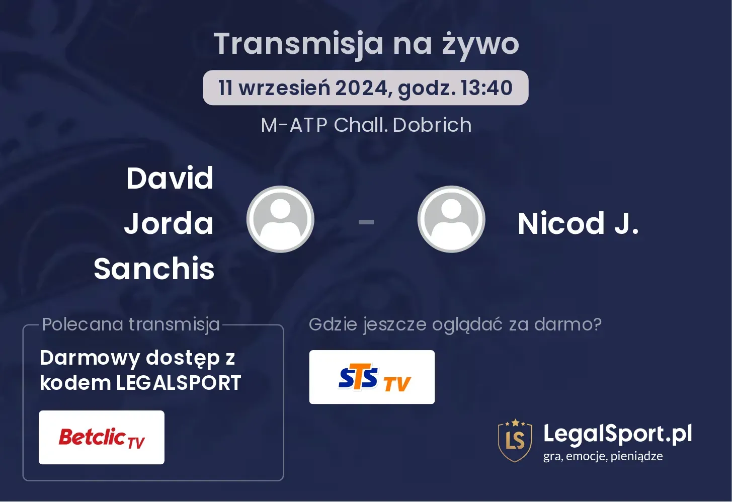 David Jorda Sanchis - Nicod J. transmisja na żywo