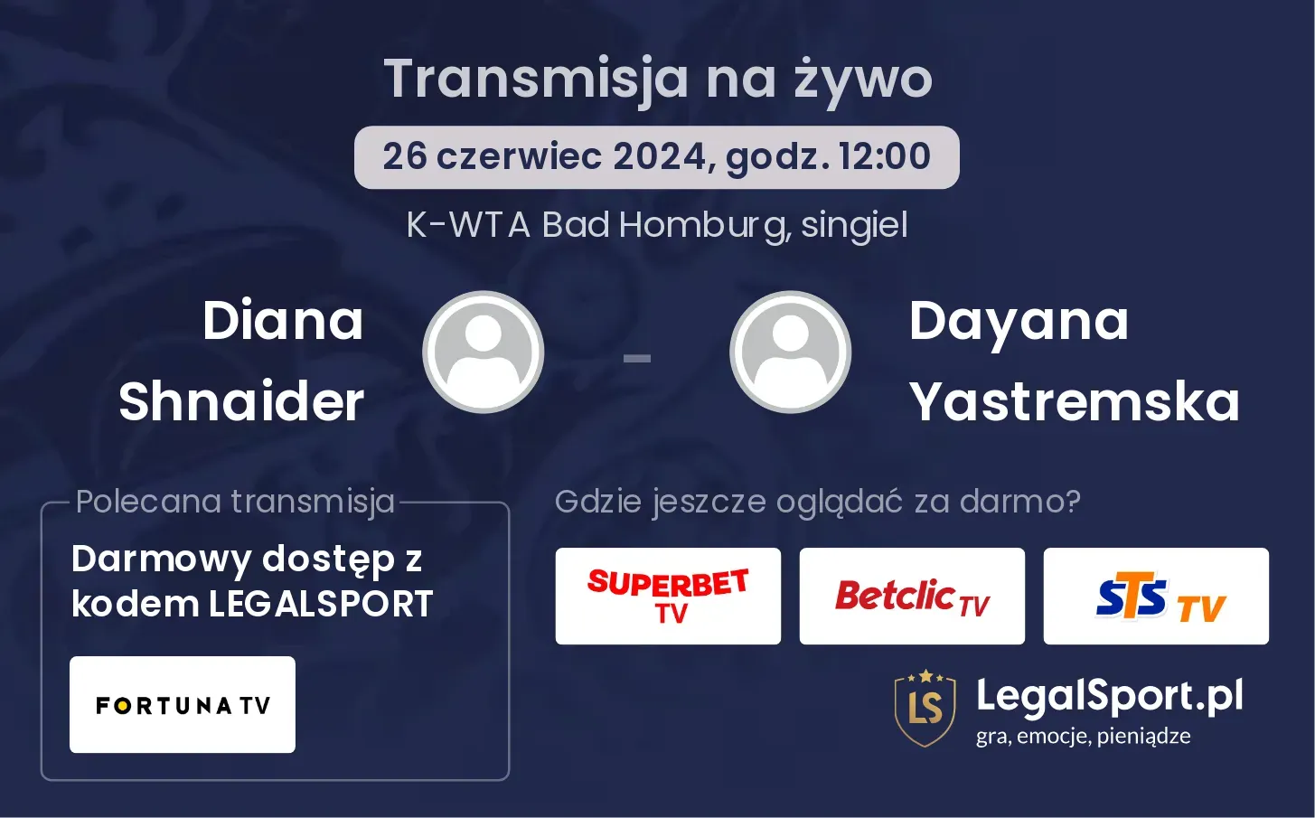 Diana Shnaider - Dayana Yastremska gdzie oglądać? Transmisja online za darmo (26.06, godz. 12:00)