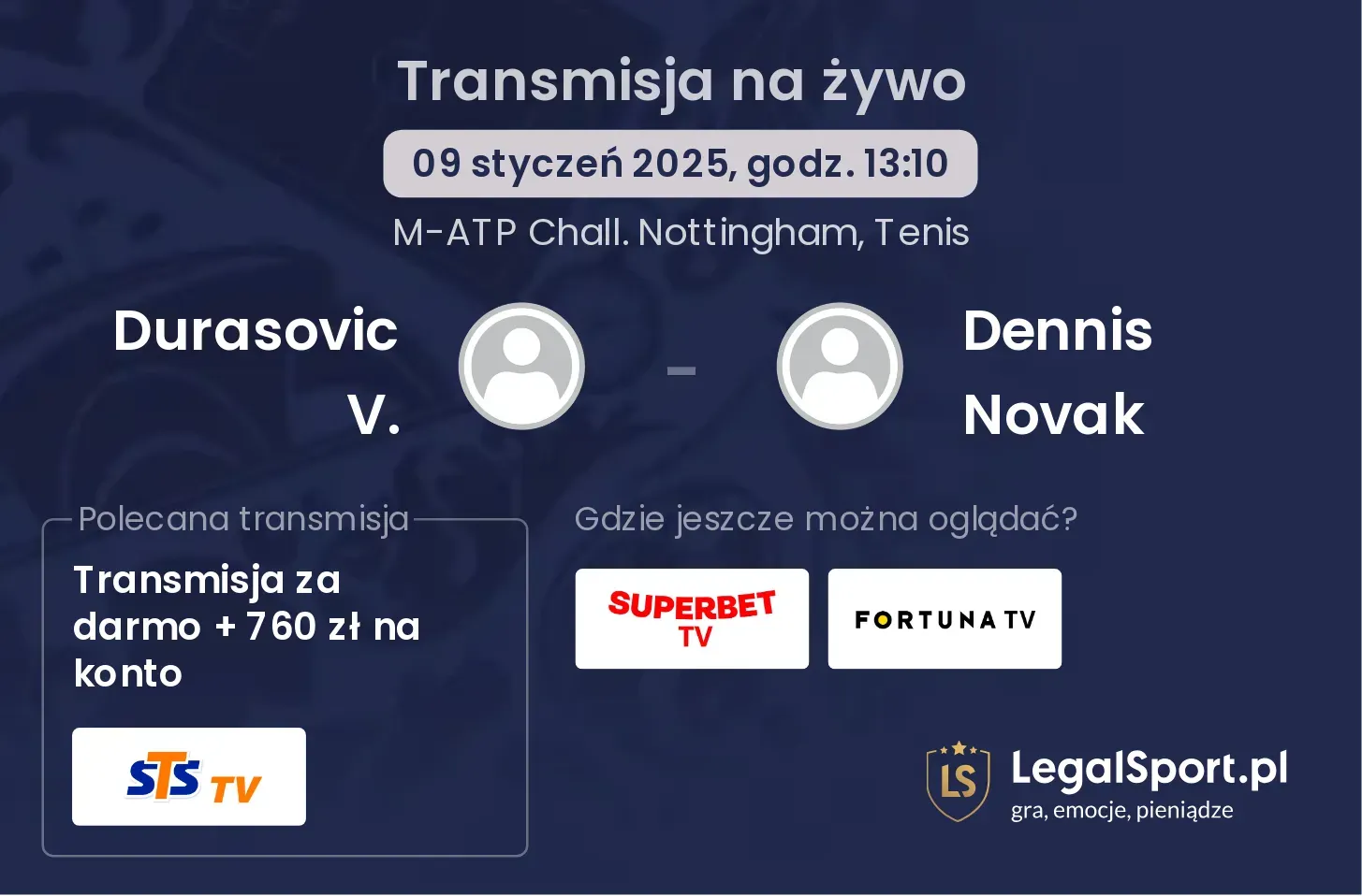 Durasovic V. - Dennis Novak transmisja na żywo