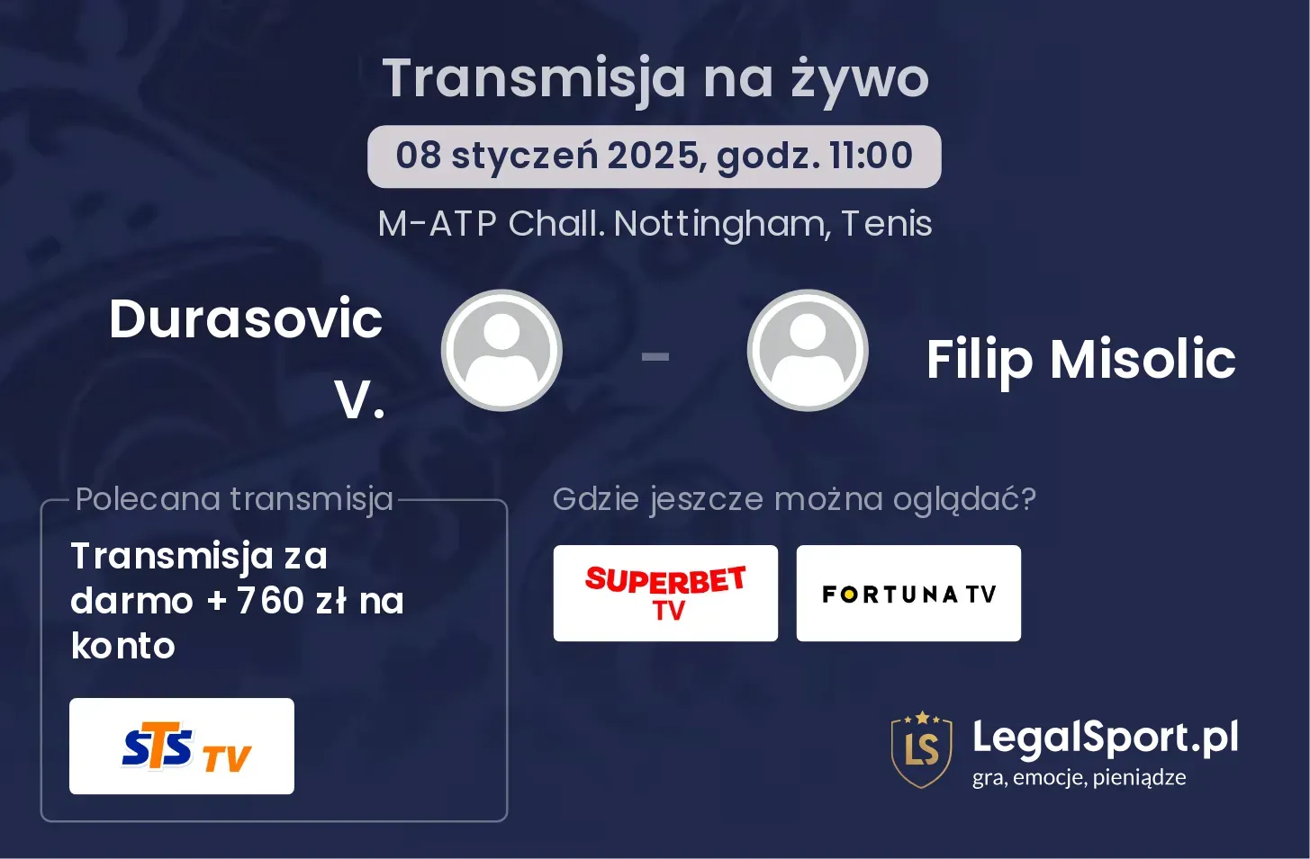 Durasovic V. - Filip Misolic gdzie oglądać transmisję?