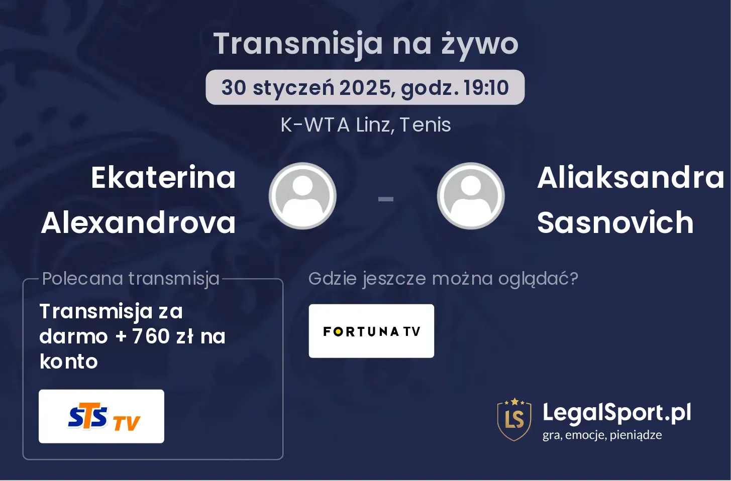 Ekaterina Alexandrova - Aliaksandra Sasnovich transmisja na żywo