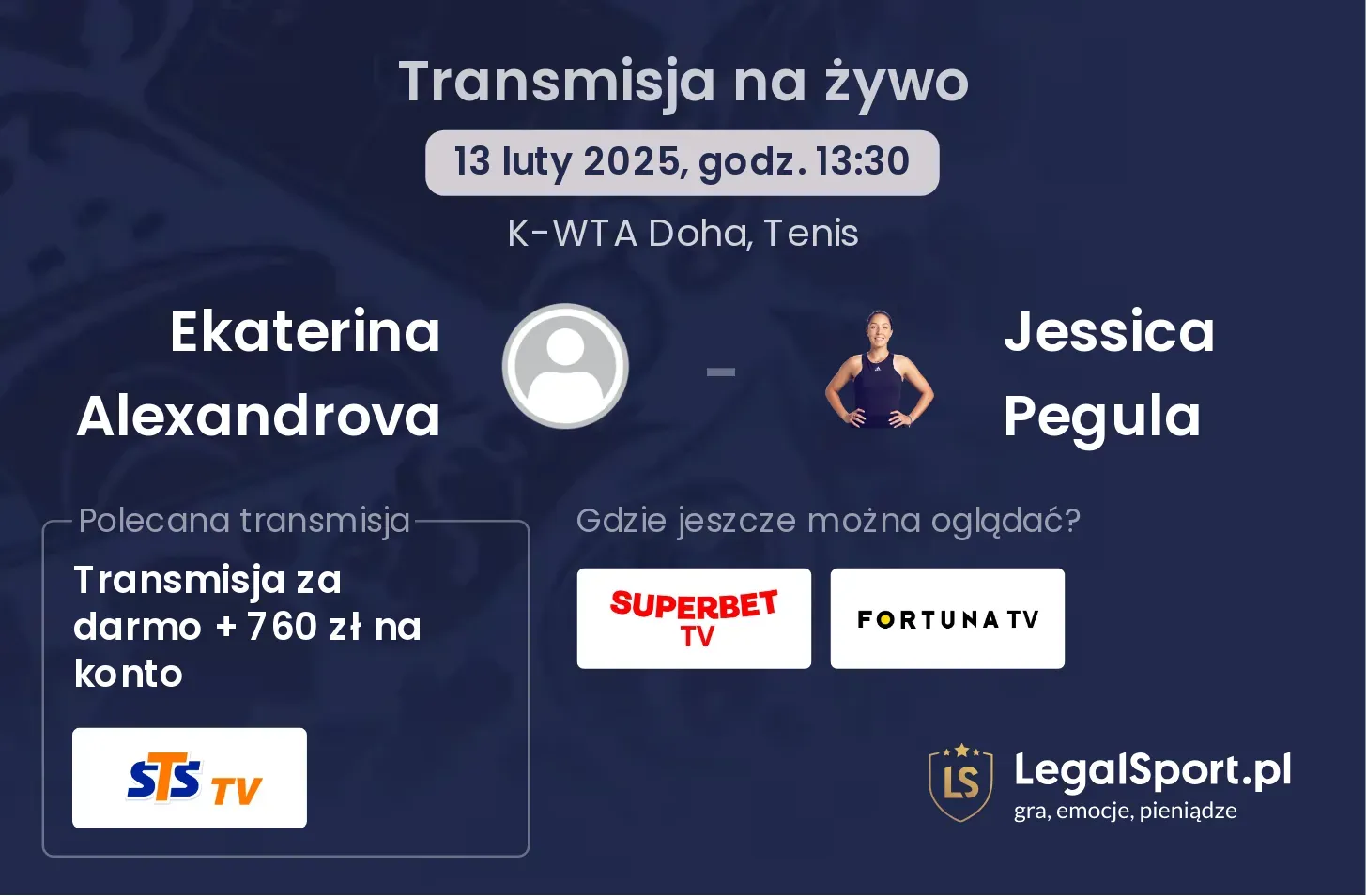 Ekaterina Alexandrova - Jessica Pegula transmisja na żywo