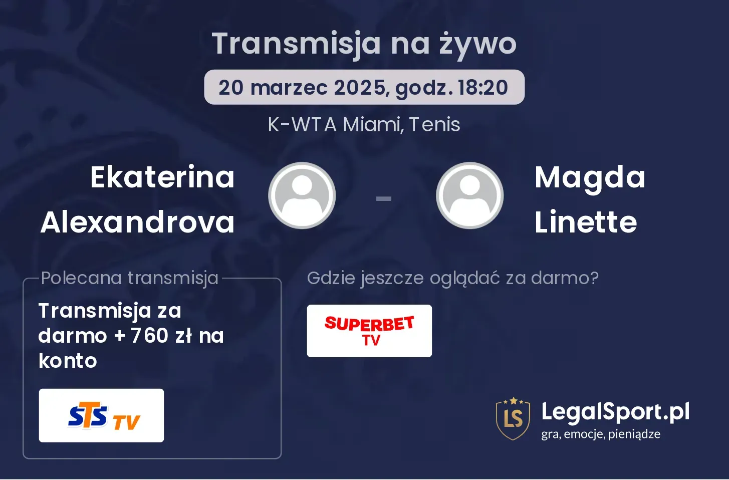 Ekaterina Alexandrova - Magda Linette gdzie oglądać?